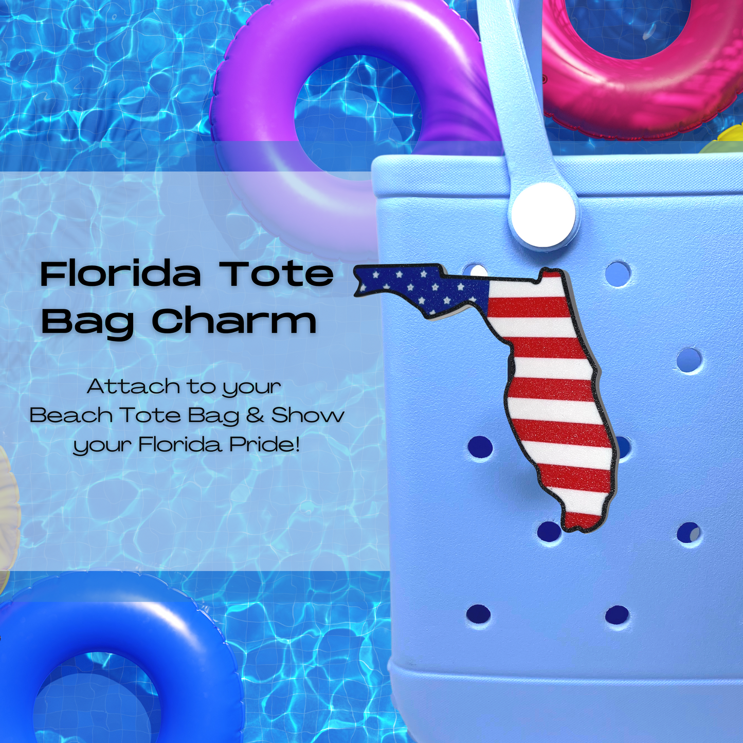 USA Flag Charms - Decorative Charms for Displaying Patriotism - Compatible with Bogg Bags, Simply Southern and other Tote Bags