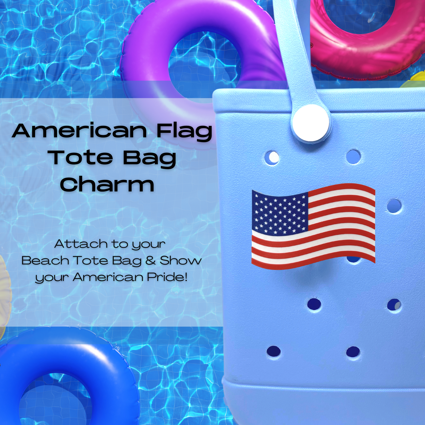 USA Flag Charms - Decorative Charms for Displaying Patriotism - Compatible with Bogg Bags, Simply Southern and other Tote Bags
